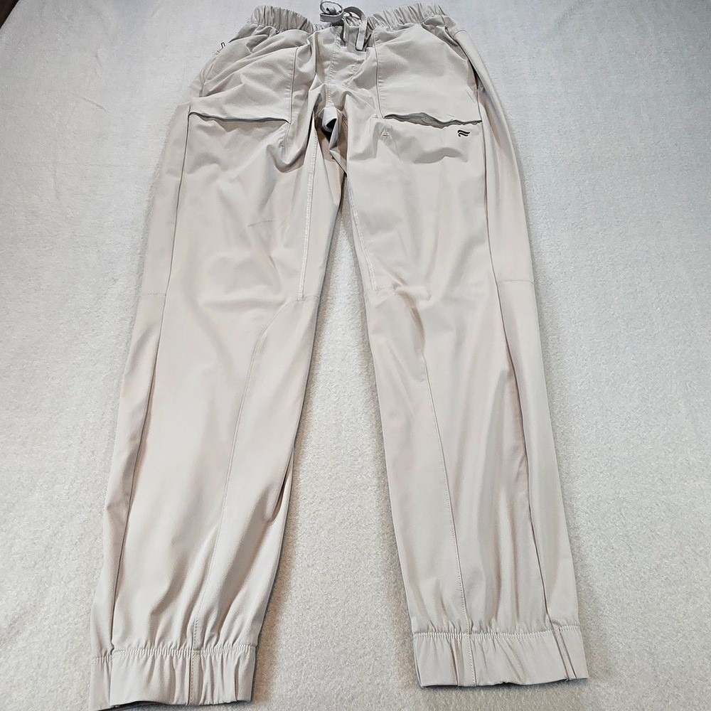 Fabletics Jogger Pants Mens Medium‎ Tan Elastic Waist Drawstring Tapered Pockets
